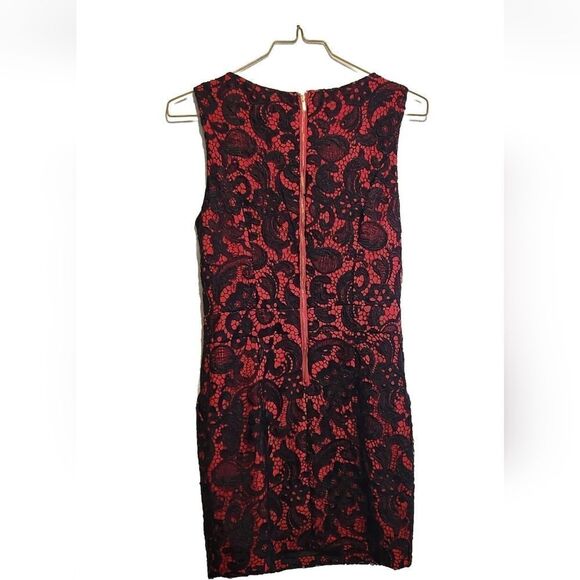 Black And RED Rayon Wool Dress Sequins Zip Deco sz Large - Picture 5 of 5